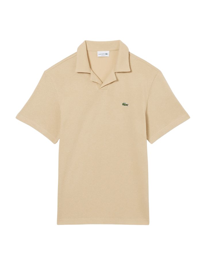 LACOSTE Classic Fit Cotton-Linen Polo Shirt Beige - MAISONDEFASHION.COM