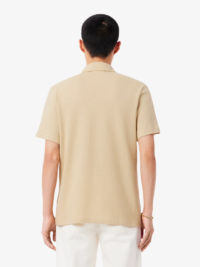 LACOSTE Classic Fit Cotton-Linen Polo Shirt Beige - MAISONDEFASHION.COM