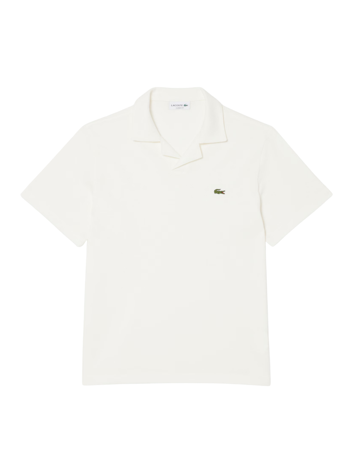 LACOSTE Classic Fit Cotton-Linen Polo Shirt White - MAISONDEFASHION.COM