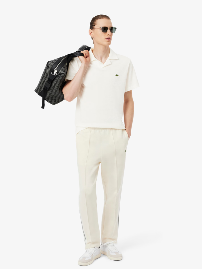 LACOSTE Classic Fit Cotton-Linen Polo Shirt White - MAISONDEFASHION.COM