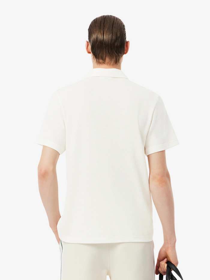 LACOSTE Classic Fit Cotton-Linen Polo Shirt White - MAISONDEFASHION.COM