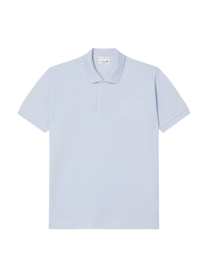 LACOSTE Classic Fit Embossed Branding Polo Shirt Light Blue - MAISONDEFASHION.COM