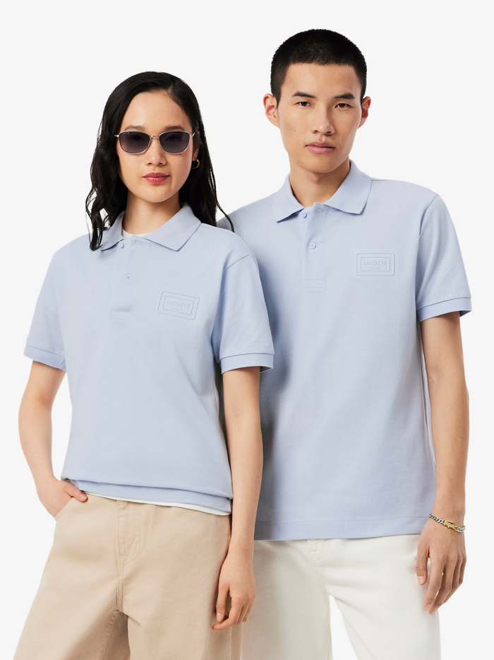 LACOSTE Classic Fit Embossed Branding Polo Shirt Light Blue - MAISONDEFASHION.COM