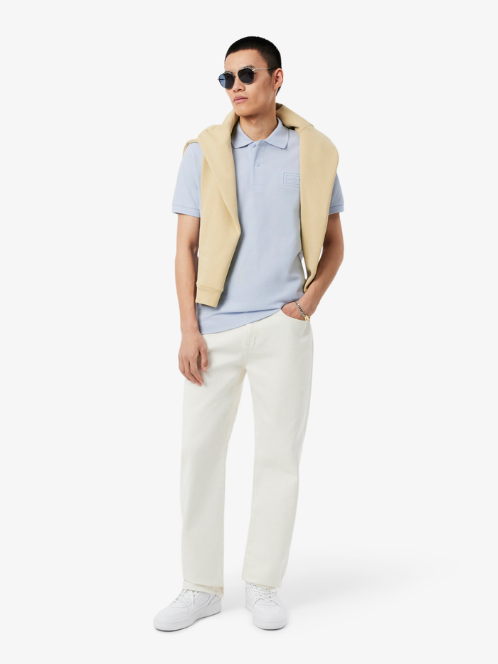LACOSTE Classic Fit Embossed Branding Polo Shirt Light Blue - MAISONDEFASHION.COM