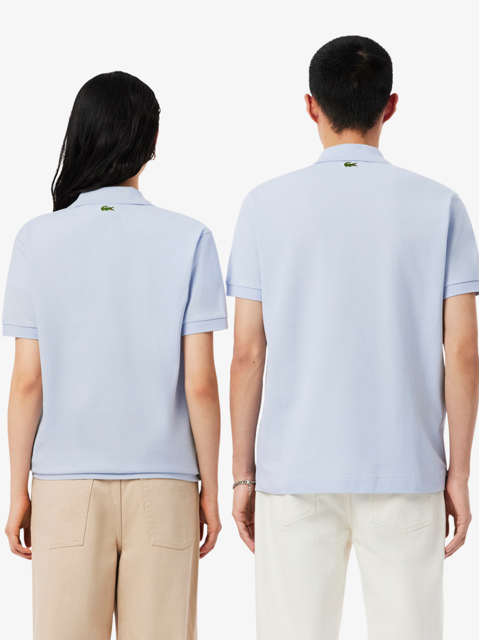 LACOSTE Classic Fit Embossed Branding Polo Shirt Light Blue - MAISONDEFASHION.COM