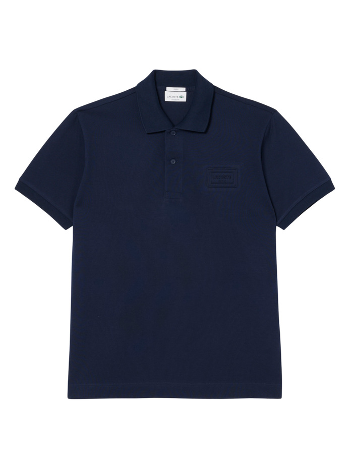 LACOSTE Classic Fit Embossed Branding Polo Shirt Midnight Blue - MAISONDEFASHION.COM