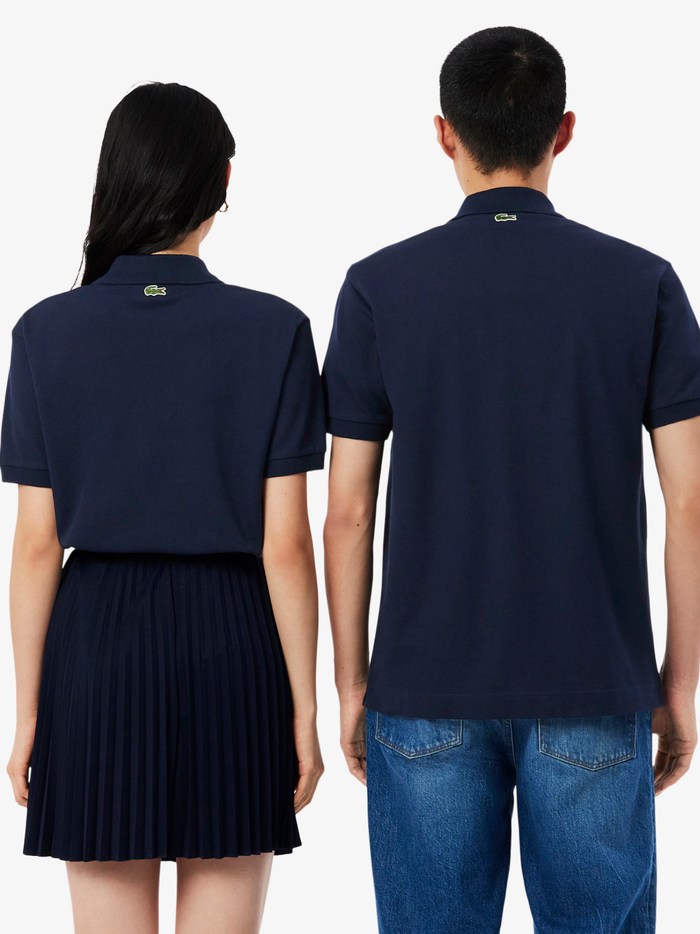 LACOSTE Classic Fit Embossed Branding Polo Shirt Midnight Blue - MAISONDEFASHION.COM