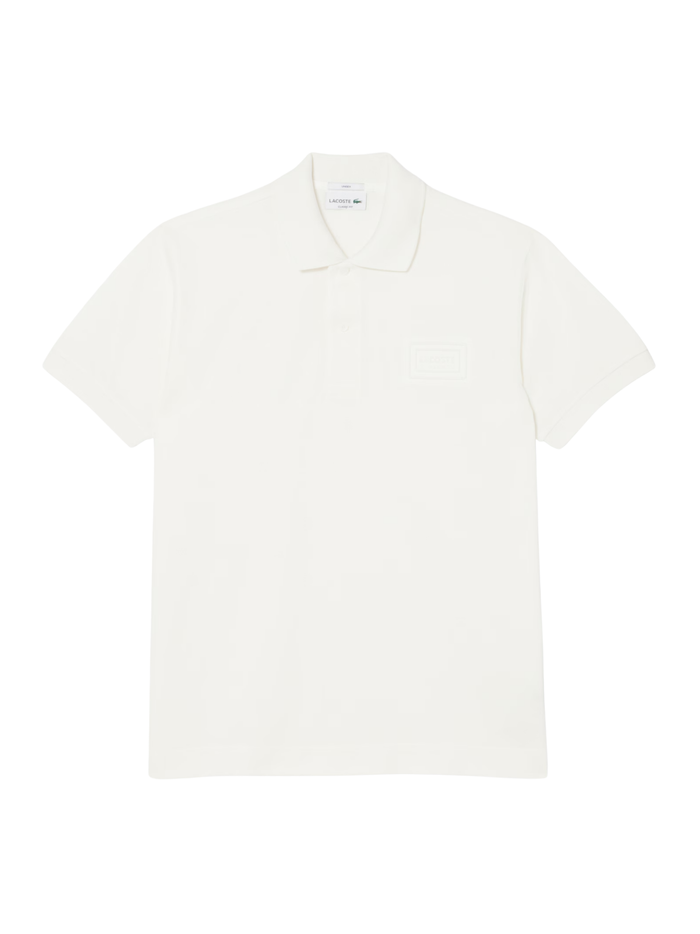 LACOSTE Classic Fit Embossed Branding Polo Shirt White - MAISONDEFASHION.COM