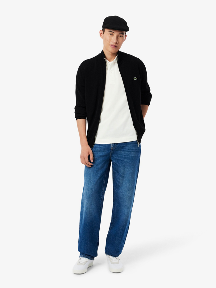 LACOSTE Classic Fit Embossed Branding Polo Shirt White - MAISONDEFASHION.COM