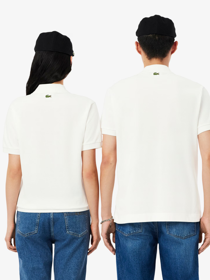 LACOSTE Classic Fit Embossed Branding Polo Shirt White - MAISONDEFASHION.COM