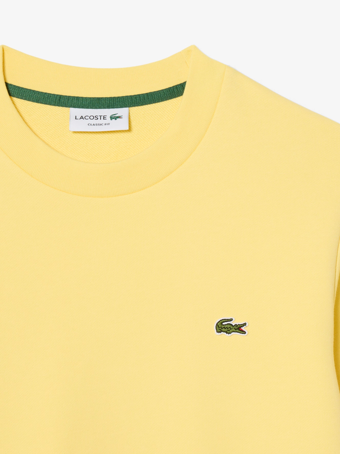 LACOSTE Classic Fit Fleece Sweatshirt Pastel Yellow - MAISONDEFASHION.COM