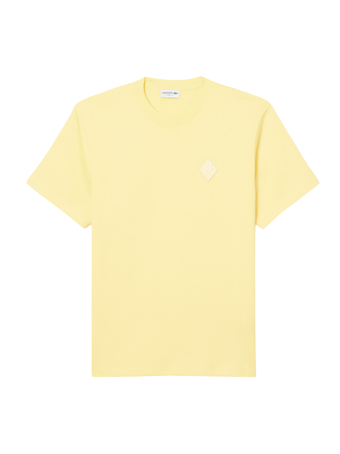 LACOSTE Classic Fit Heavy Badge Accent T-shirt Pastel Yellow - MAISONDEFASHION.COM