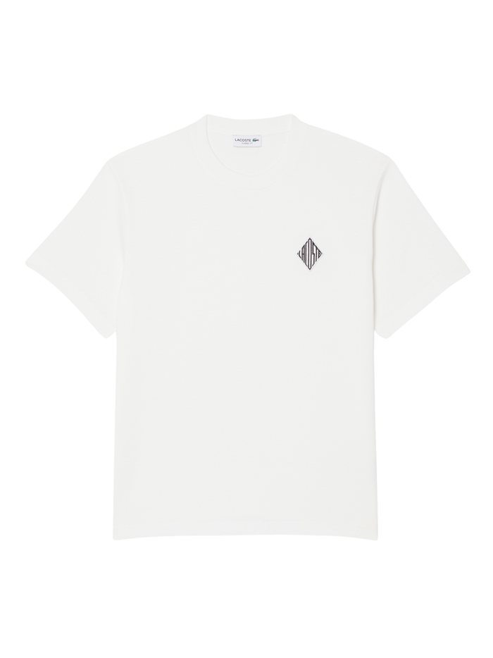 LACOSTE Classic Fit Heavy Badge Accent T-shirt White - MAISONDEFASHION.COM