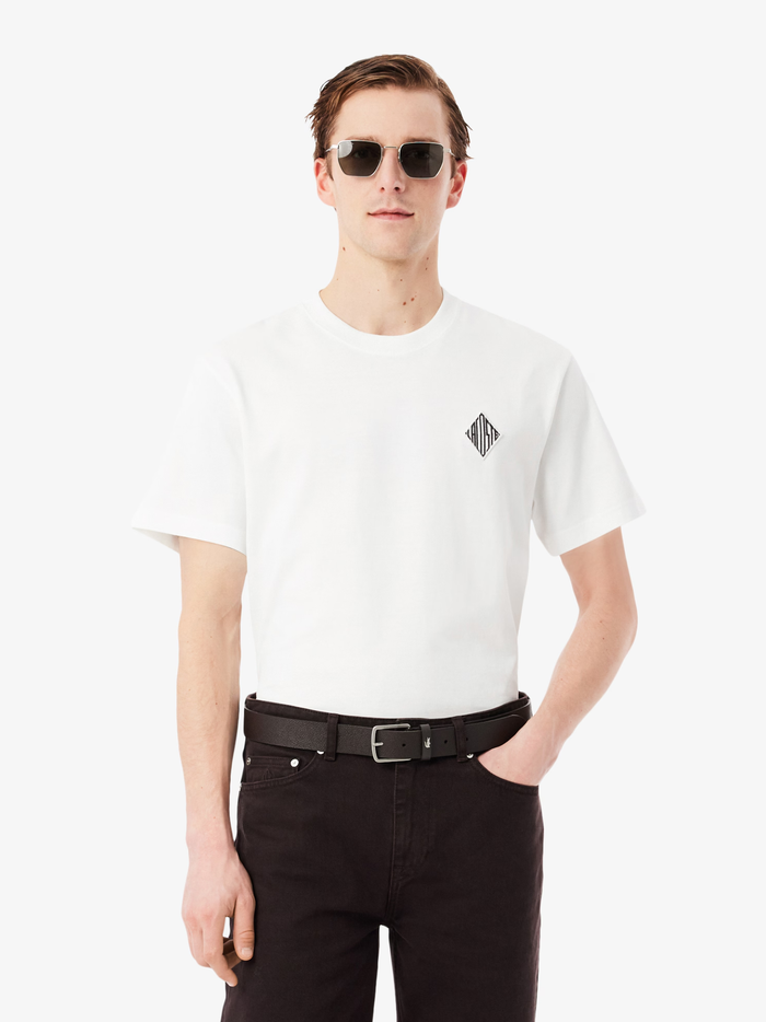 LACOSTE Classic Fit Heavy Badge Accent T-shirt White - MAISONDEFASHION.COM