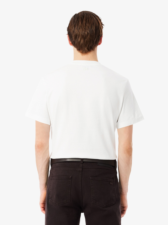 LACOSTE Classic Fit Heavy Badge Accent T-shirt White - MAISONDEFASHION.COM