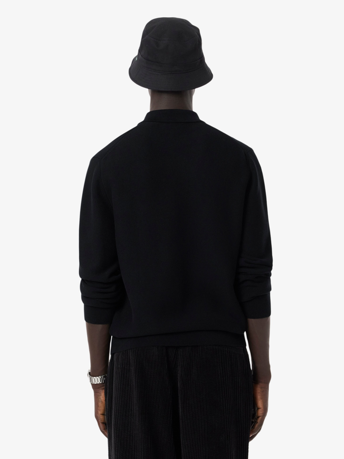 LACOSTE Classic Fit Knitted Long Sleeve Polo Shirt Black