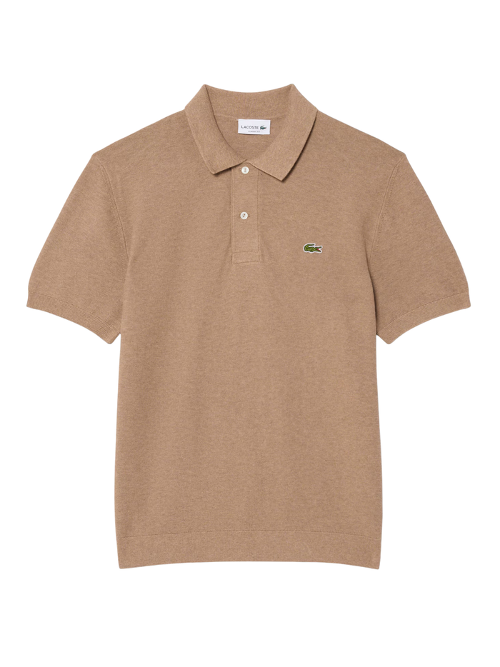 LACOSTE Classic Fit Knitted Polo Shirt Beige