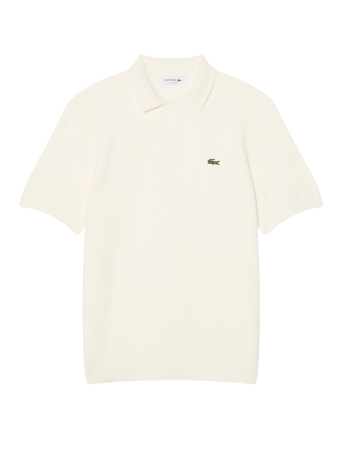LACOSTE Classic Fit Knitted Polo Shirt White - MAISONDEFASHION.COM