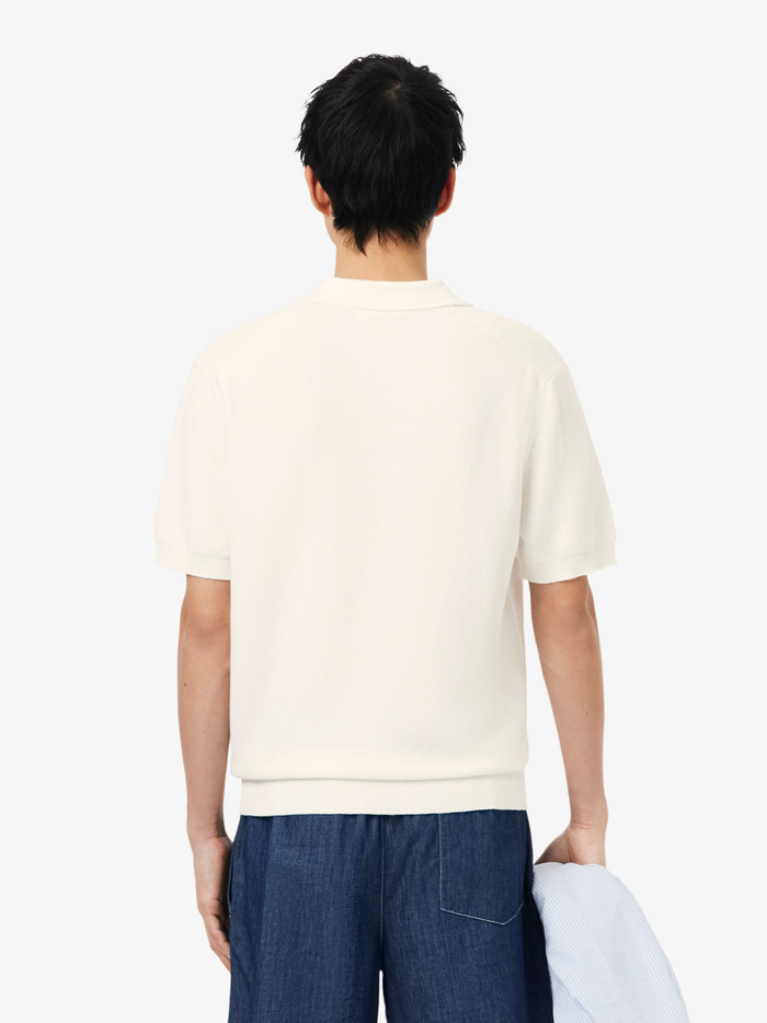 LACOSTE Classic Fit Knitted Polo Shirt White - MAISONDEFASHION.COM