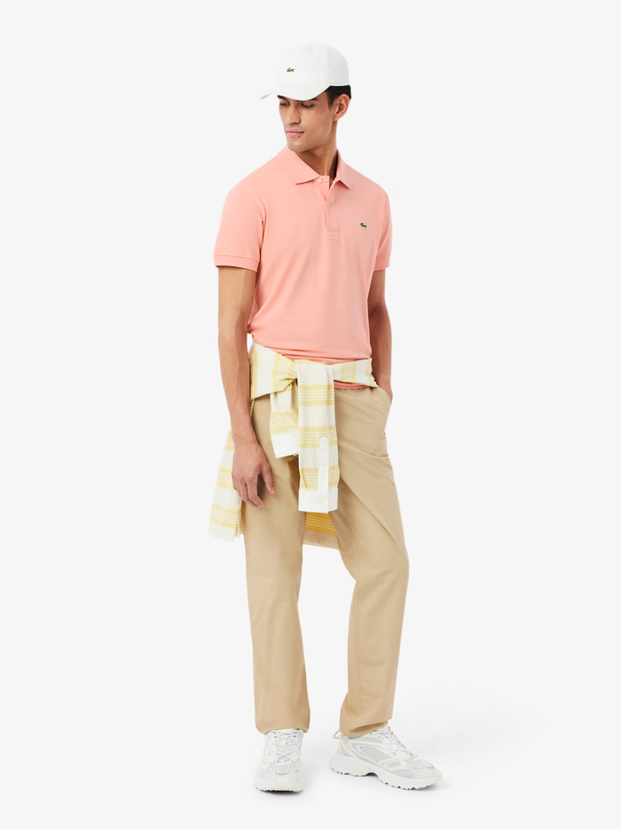 LACOSTE Classic Fit L.12.12 LIGHT Polo Shirt Coral Pink - MAISONDEFASHION.COM