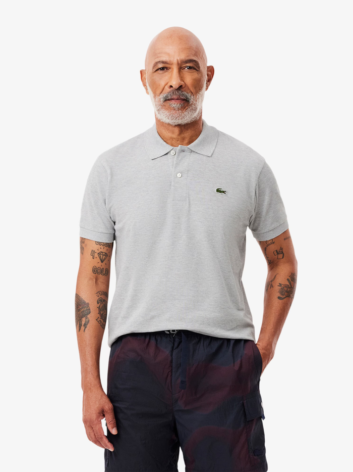 LACOSTE Classic Fit L.12.12 Marl Polo Shirt in Grey - Back View