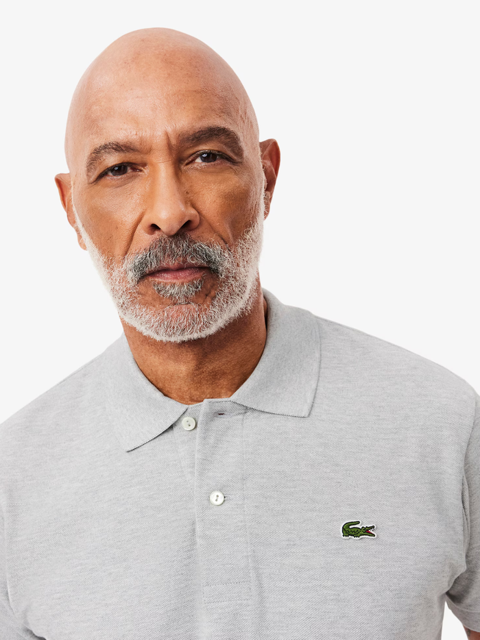 LACOSTE Classic Fit L.12.12 Marl Polo Shirt in Grey - Side Detail View