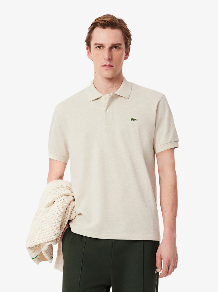 LACOSTE Classic Fit L.12.12 Marl Polo Shirt in Heathered Grey - Back View