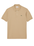 LACOSTE Classic Fit L.12.12 Original Polo Shirt in Beige - Men's Short Sleeve Piqué Cotton Polo with Green Crocodile Logo