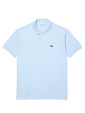 LACOSTE Classic Fit L.12.12 Original Polo Shirt in Light Blue - front view showing classic polo collar and iconic crocodile logo