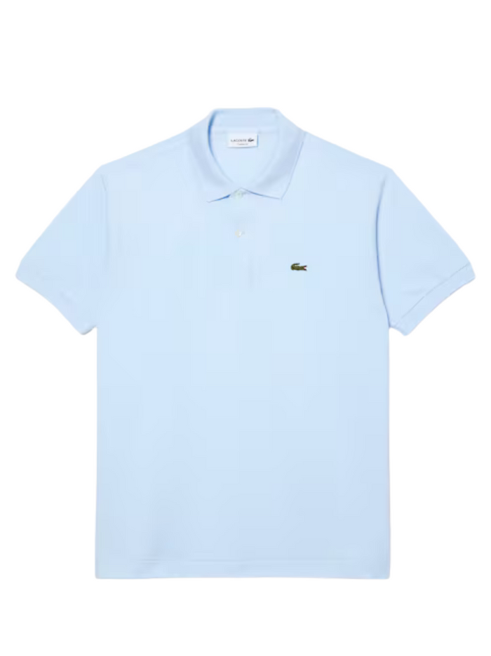 LACOSTE Classic Fit L.12.12 Original Polo Shirt in Light Blue - front view showing classic polo collar and iconic crocodile logo