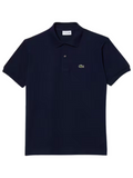 Navy blue polo shirt with a brand logo on a white background