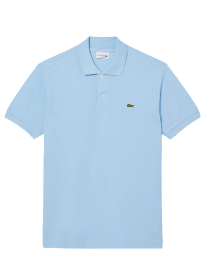 LACOSTE Classic Fit L.12.12 Original Polo Shirt in Pale Blue - front view showing classic polo collar and iconic crocodile logo