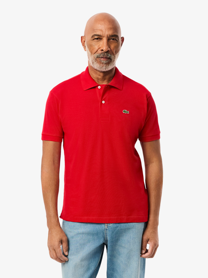 LACOSTE Classic Fit L.12.12 Original Polo Shirt in Red - Back View Showing Classic Fit and Premium Piqué Fabric