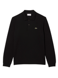 LACOSTE Classic Fit Long Sleeved L.12.12 Polo Shirt in Black - Front View