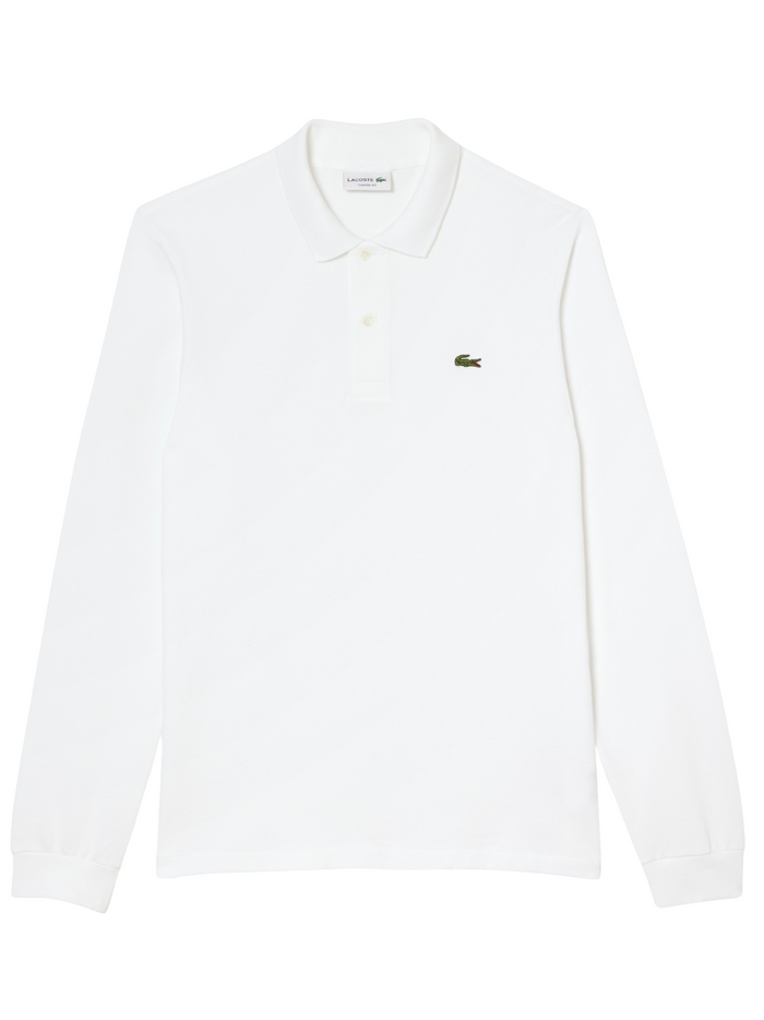 LACOSTE Classic Fit Long Sleeved L.12.12 Polo Shirt White - MAISONDEFASHION.COM