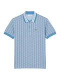 LACOSTE Classic Fit Monogram Jacquard Polo Shirt Blue - MAISONDEFASHION.COM