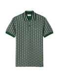 LACOSTE Classic Fit Monogram Jacquard Polo Shirt Green - MAISONDEFASHION.COM