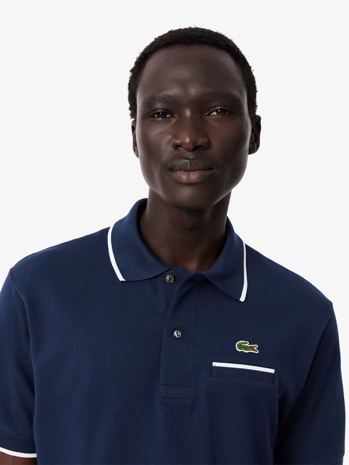 LACOSTE Classic Fit Pocket Accent L.12.12 Polo Shirt Navy/White - MAISONDEFASHION.COM