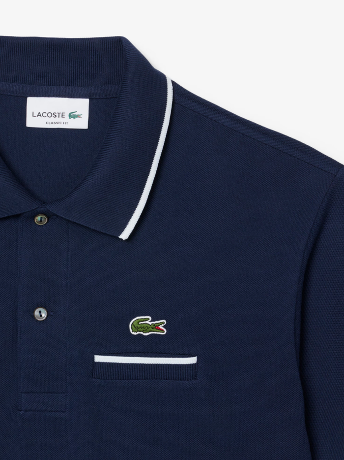 LACOSTE Classic Fit Pocket Accent L.12.12 Polo Shirt Navy/White - MAISONDEFASHION.COM