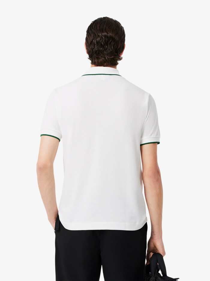 LACOSTE Classic Fit Pocket Accent L.12.12 Polo Shirt White/Green - MAISONDEFASHION.COM