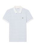 LACOSTE Classic Fit Striped Petit Piqué Polo Shirt Light Blue/White - MAISONDEFASHION.COM