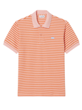 LACOSTE Classic Fit Textured Striped Polo Shirt Rose/Orange