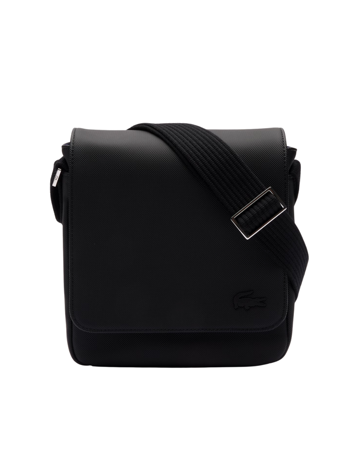 LACOSTE Classic Flap Close Shoulder Bag Black - MAISONDEFASHION.COM