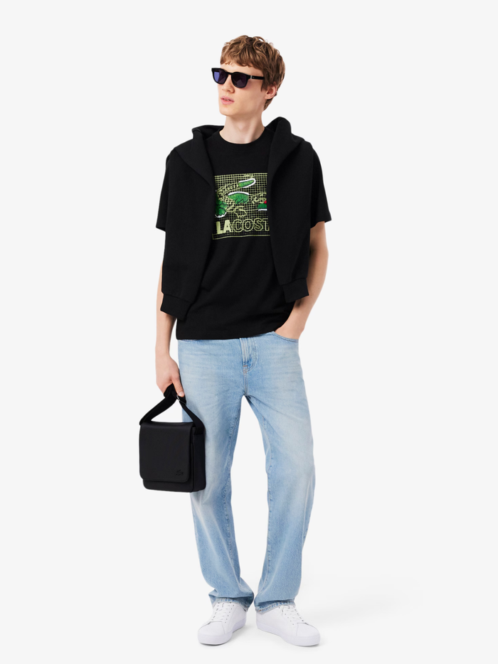LACOSTE Classic Flap Close Shoulder Bag Black - MAISONDEFASHION.COM