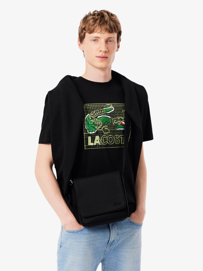 LACOSTE Classic Flap Close Shoulder Bag Black - MAISONDEFASHION.COM