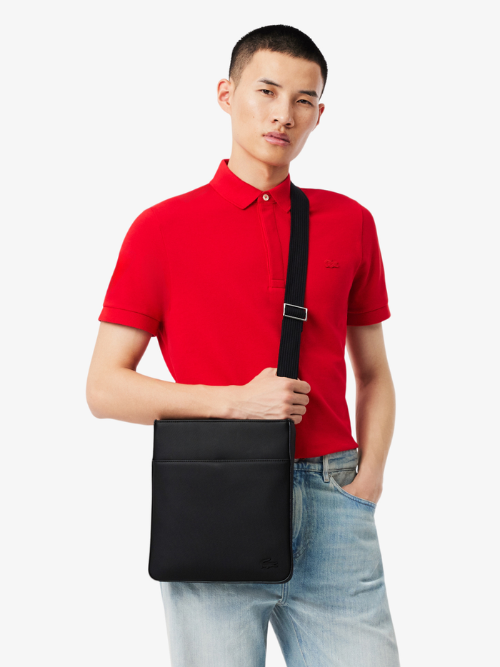 LACOSTE Classic Flat Satchel Black - MAISONDEFASHION.COM