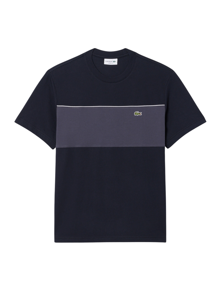 LACOSTE Colour-Block Cotton T-shirt Black - MAISONDEFASHION.COM