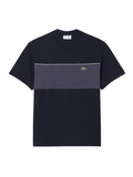 LACOSTE Colour-Block Cotton T-shirt Black - MAISONDEFASHION.COM