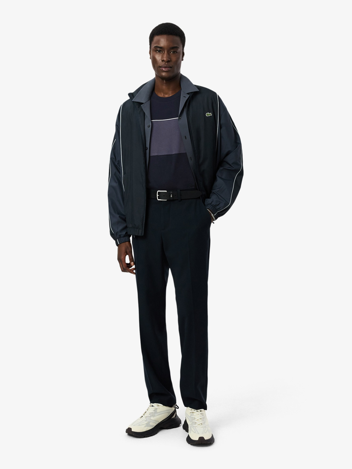 LACOSTE Colour-Block Cotton T-shirt Black - MAISONDEFASHION.COM