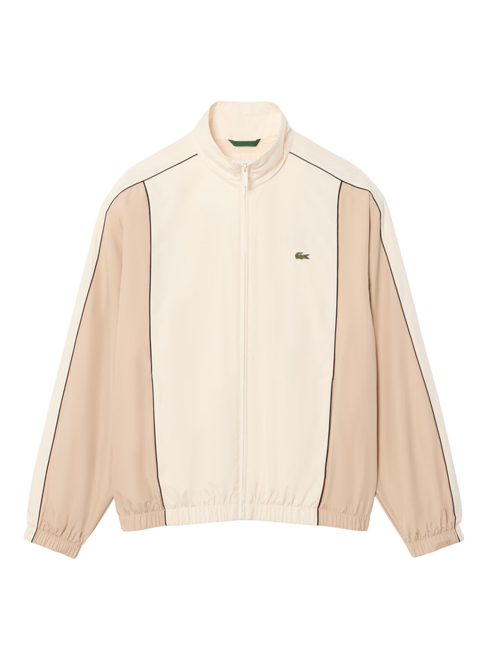 LACOSTE Colour-Block Water-Repellent Track Jacket Beige - MAISONDEFASHION.COM